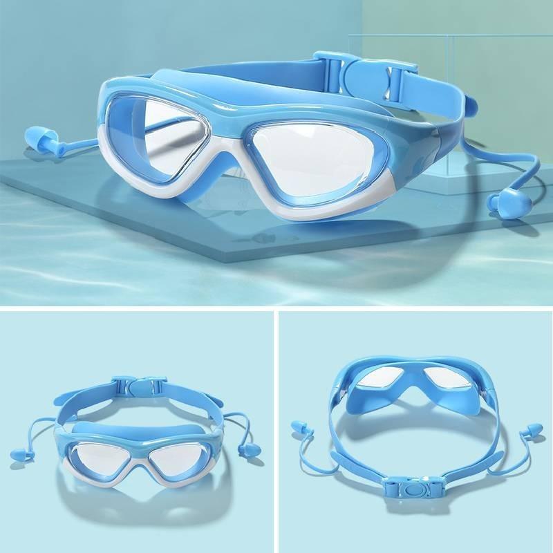 Children's Swimming Goggles With Earplugs Pc Anti-fog Swim Glasses Ak2191 Pink White Boxed Style