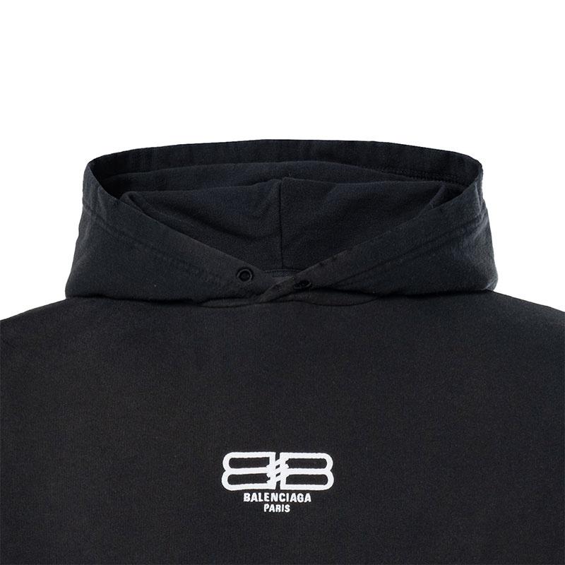 Balenciaga BB Paris Icon Medium Fit Hoodie 'Black White' Men's 570811TMVG69034