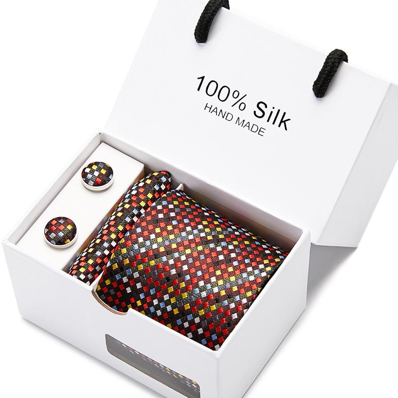 Men'S Tie Gift Box 5-Piece Set Tie Pocket Towel Scarf Cuff