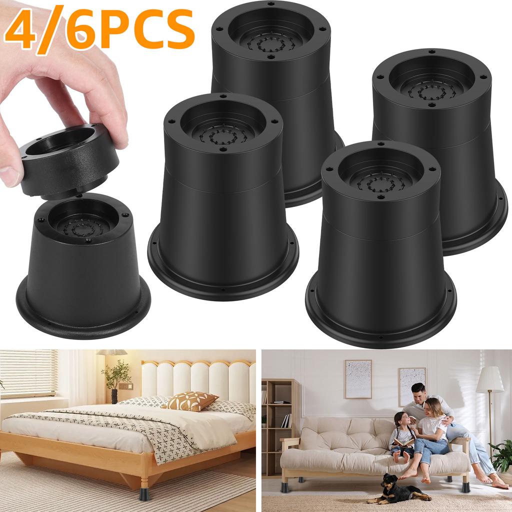 4/6Pcs Heavy Duty Furniture Riser Round Rubber Sofa Riser Supports Up To 6000 Lbs for Sofa Table Bed Chair Bottom Leg Raiser