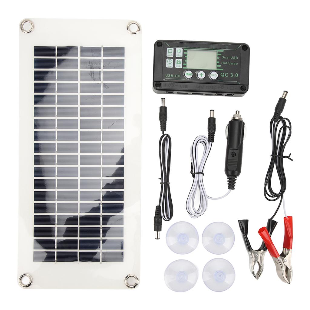 RV Solar Panel Kit 30W Polysilicon PET Battery Charger Panel with 50A Charge Voltage Controller for