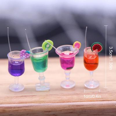 4 pezzi1:6 Miniatura per casa delle bambole, modello di tazza per cocktail di frutta, giocattolo per bambini