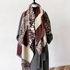 Leopard Print Jacquard Imitation Cashmere Scarf Women'S Short Fringed High-End Shawl