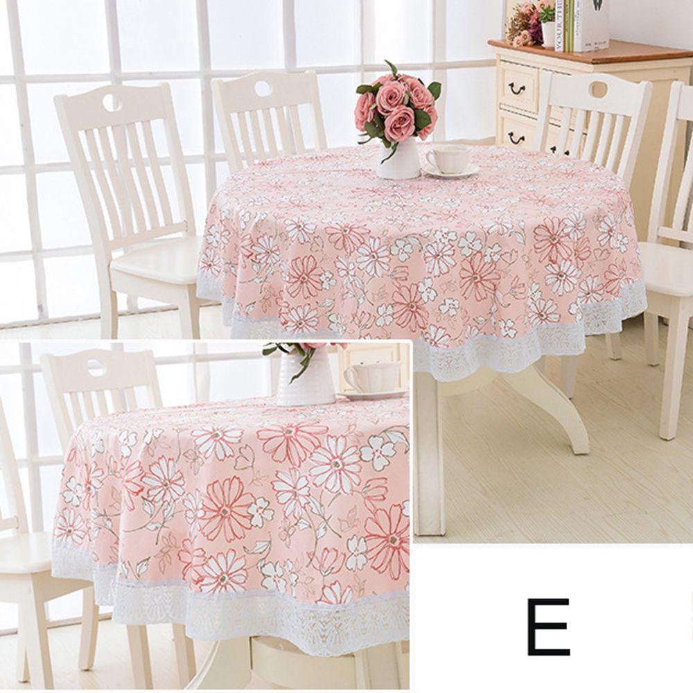 Plastic Flower Style Wipeable Waterproof Oilproof Round Dining Table Kitchen Tablecloth Table Cloth Home Decor Table Cover
