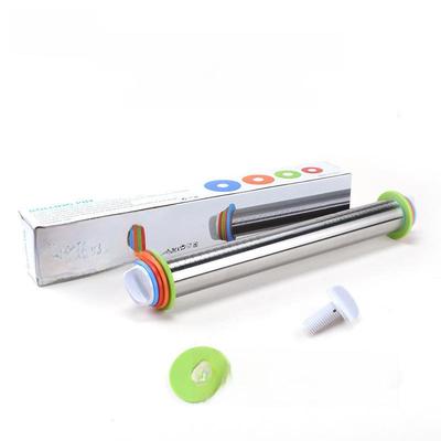 17-Inch Stainless Steel Adjustable Rolling Pin with Scale, Kneading and Dough Pads