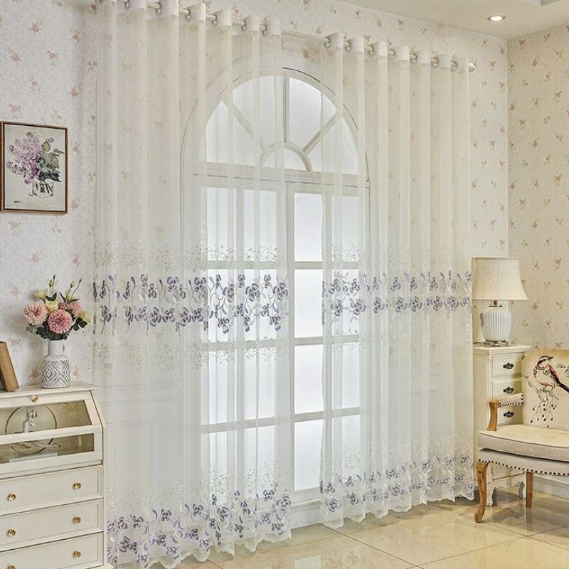 Cortinas transparentes bordadas, cortinas de lujo de estilo europeo, para dormitorio, sala de estar, decoración del hogar, decoración de habitaciones