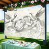 One vintage religious wedding backdrop, featuring a design of intertwined pearl wedding rings, made of polyester material.
