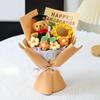 Buchet de Flori Croșetate pentru Absolvire Flori Croșetate Handmade Buchet de Floarea Soarelui cu Păpușă Drăguță Cadou de Absolvire pentru Băieți Fete