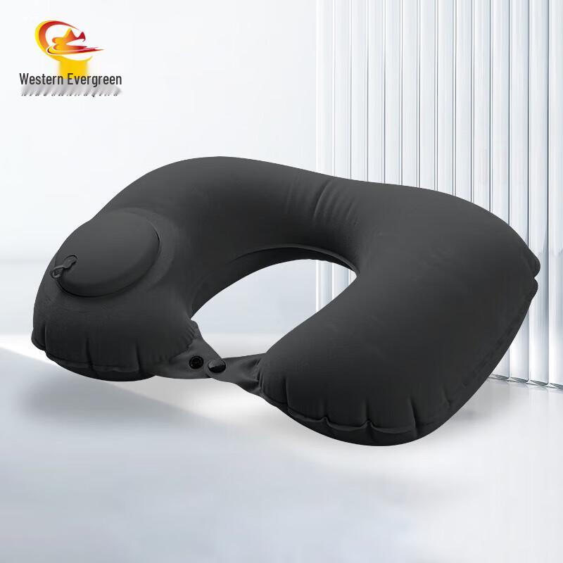 Western Evergreen Press-to-Inflate Travel Pillow