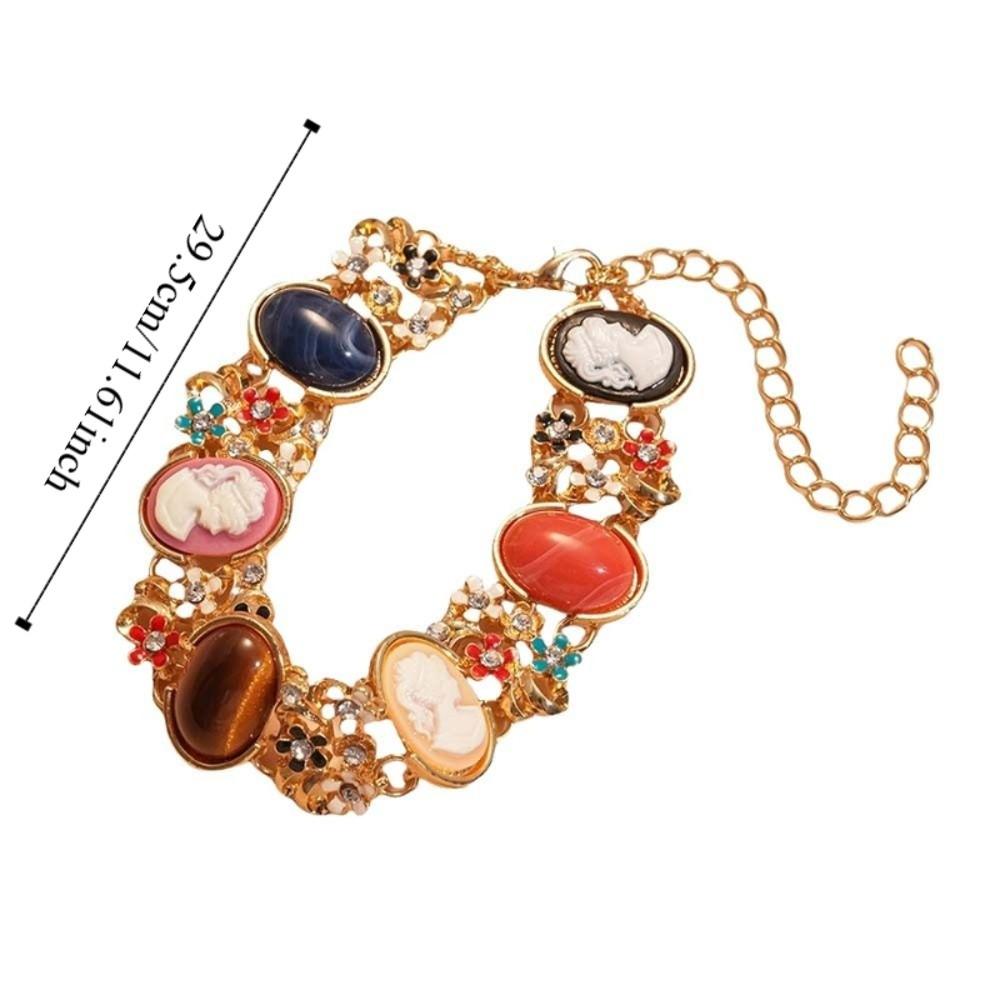 Resin Retro Enamel Bangle Flower Women's Hand Bracelet Light Luxury Baroque Bracelet  Women Girl
