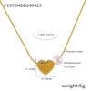 French Retro Heart Teardrop Glass Pendant Gold-Plated Necklace