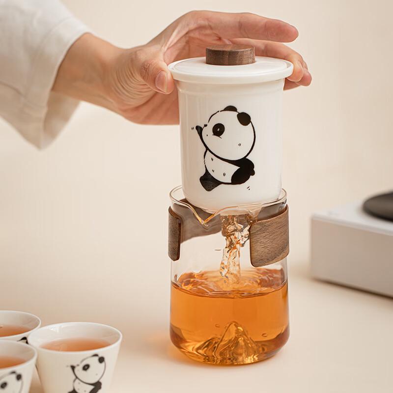 SW Panda Ceramic Travel Tea Set (1 Pot, 4 Cups)