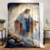Blessed Mother Rosary Floral Throw Blanket  Printed Blanket for Living Room Bed Couch lunch break Soft Cozy Blanket for Friend's festival Gift