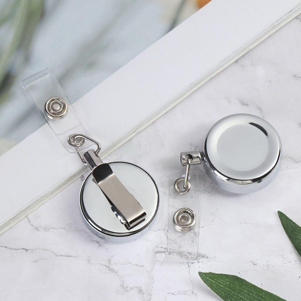 1pc Office Supplies Stationery Anti-Lost Clip Metal Key Ring Lanyards Retractable Badge Holder