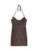 Hot and sexy neck sling leopard print dress for women's early spring new waist and thin inner hip-wrapped short skirt