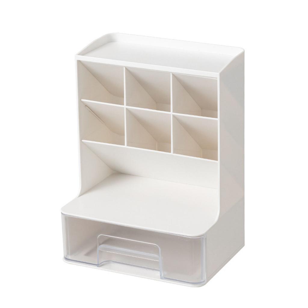Desktop Storage Box Multi Compartments Pencil Sundry Holder with Drawer Plastic Stationery