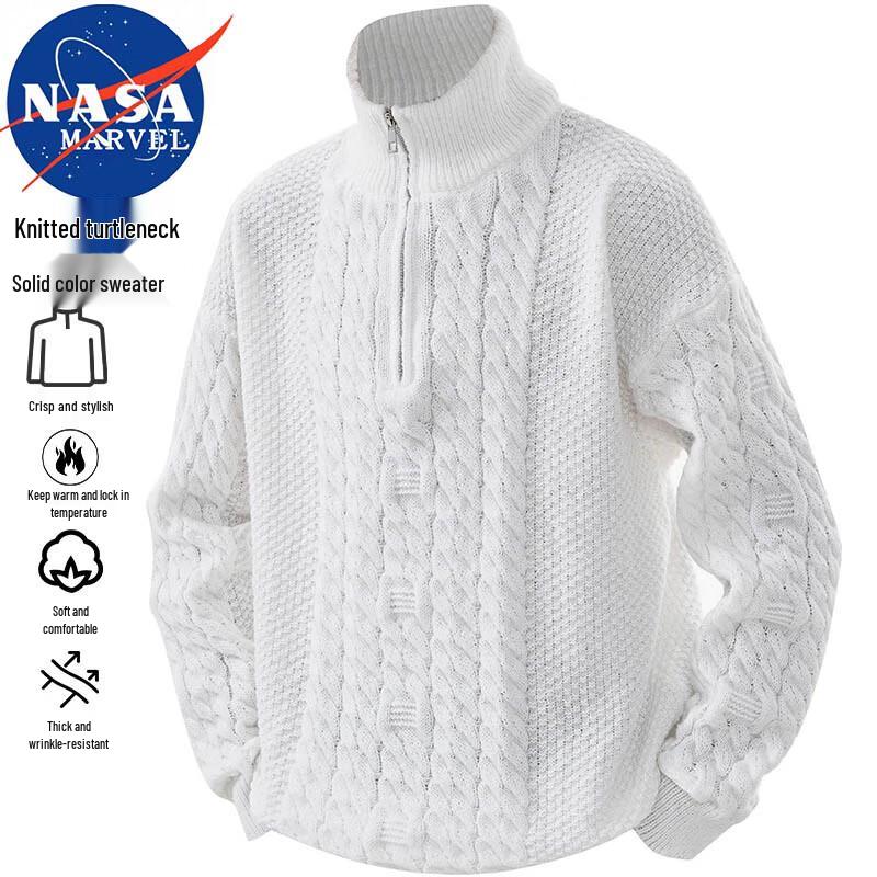 NASA MARVEL Men's Autumn/Winter Loose High-Neck Knit Sweater