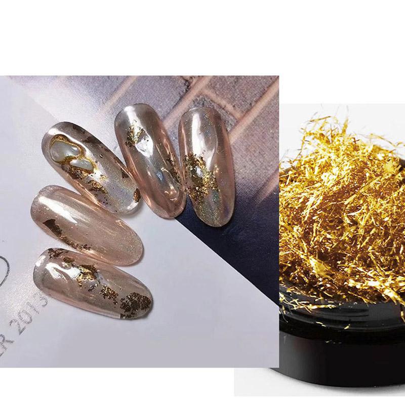 1 PC Sparkly Foil Nails Sequins Irregular Aluminum Gold Design Set Nail Glitter Flakes Gel DIY Manicure Accessories
