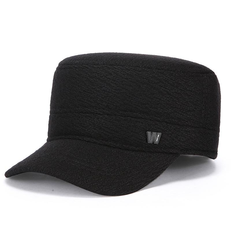 

Осень Зима Хлопковая Кепка Отца Среднего и Пожилого Возраста Осень Зима Бархатная Шапка с Защитой Ушей Мужская Плоская Шляпа чёрный