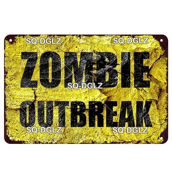 Zombie Dog Metal Sign Vintage Warning Plaque Wall Decor Man Cave Gift