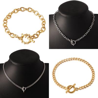 Stainless Steel Necklace Ot Buckle Choker Hip Hop Thick Chain Necklaces For Women Men Bead Chain Necklace Chunky Choker Jewelry