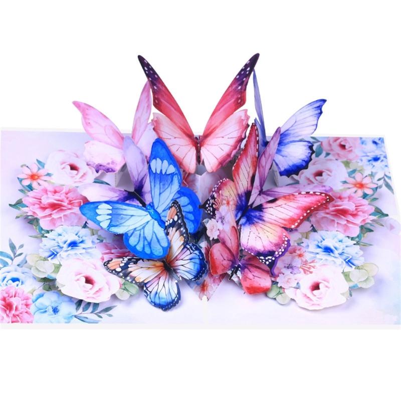 

3D Birthday Cards Greeting Card Envelopes with Colorful Butterfly and Flower Greeting Cards for Birthday, Holiday 1