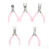 5pcs Mini Pink 4in Metal Pliers Set Kit Cutter Handwork Jewelry Crafts Tool