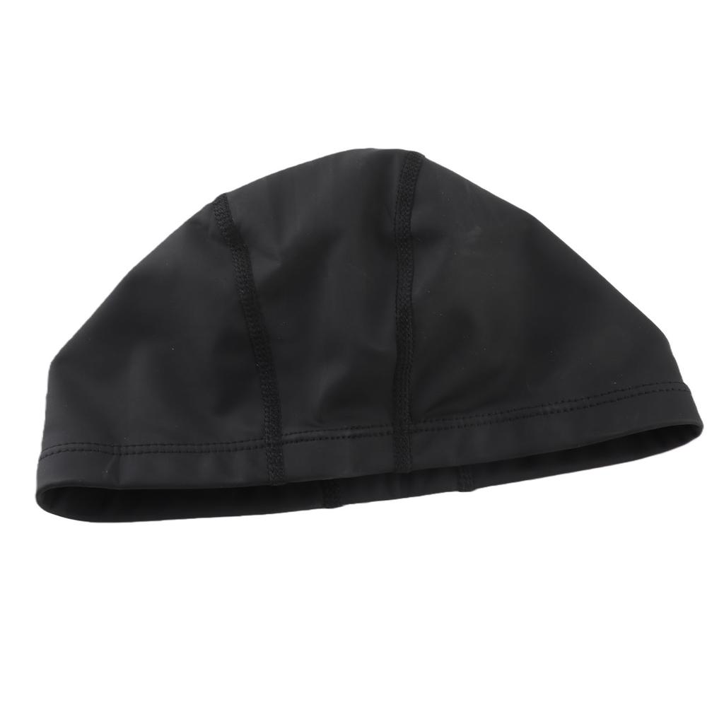 Swim Cap Soft Comfortable Waterproof High Elasticity Universal PU Bathing Cap for Adults Black