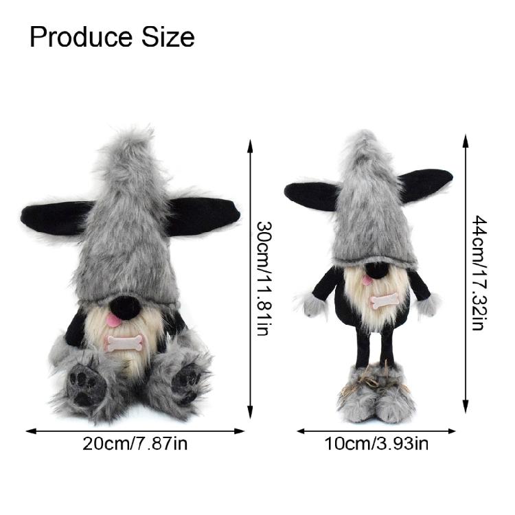 Black Dog Gnomes Figure Plush Dolls Scandinavian Swedish Tomte Puppy Figure for Animes Fan and Homes Office Decoration