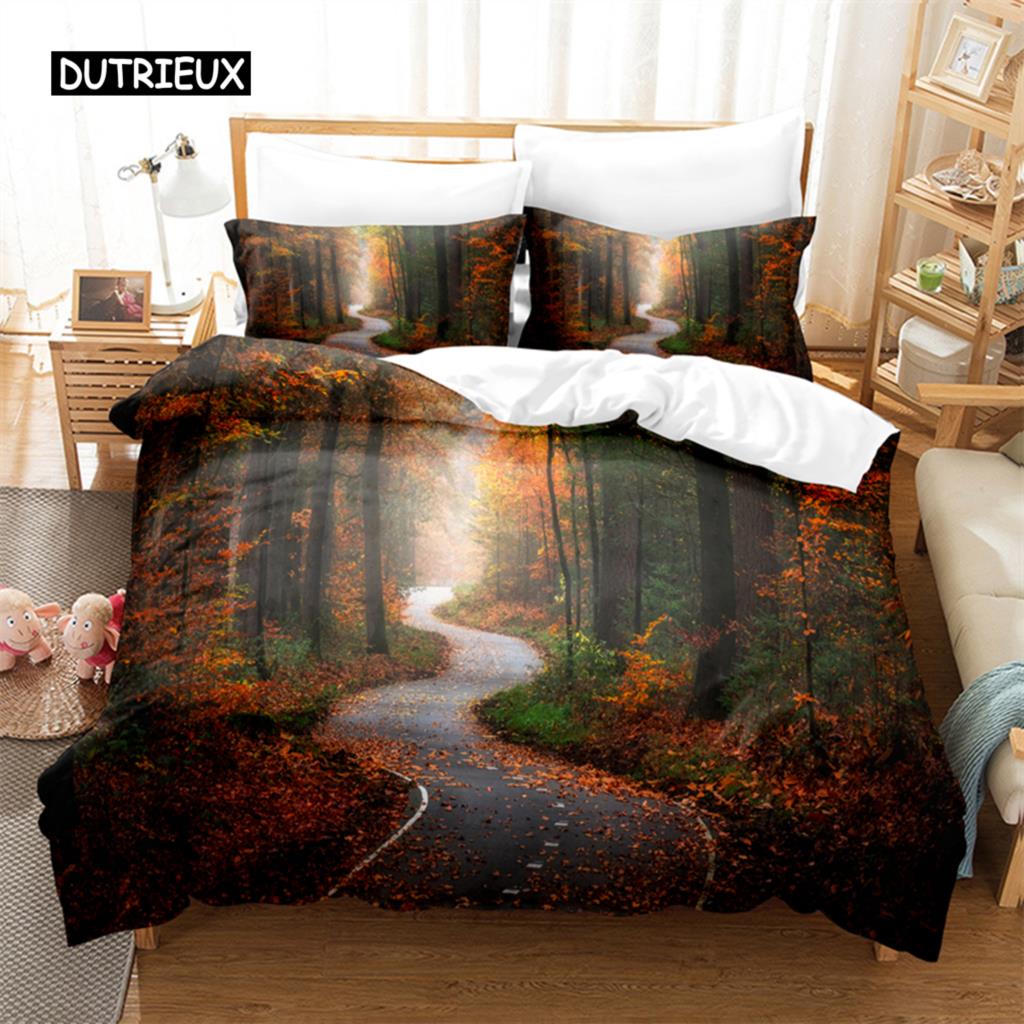 

Комплект постельного белья «Густой лес» Комплект пододеяльника 3D Постельное белье Цифровая печать Постельное белье размера «Квин» Модный дизайн EU single(135x200cm)