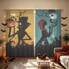 2Pcs Halloween Witch Gentleman Silhouette Rod Pocket Curtains Double Sided Window Drapes Light Blocking Privacy Curtains for