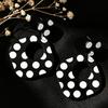Black & White Polka Dot Square Acrylic Earrings - Stylish, Unique Studs for Women