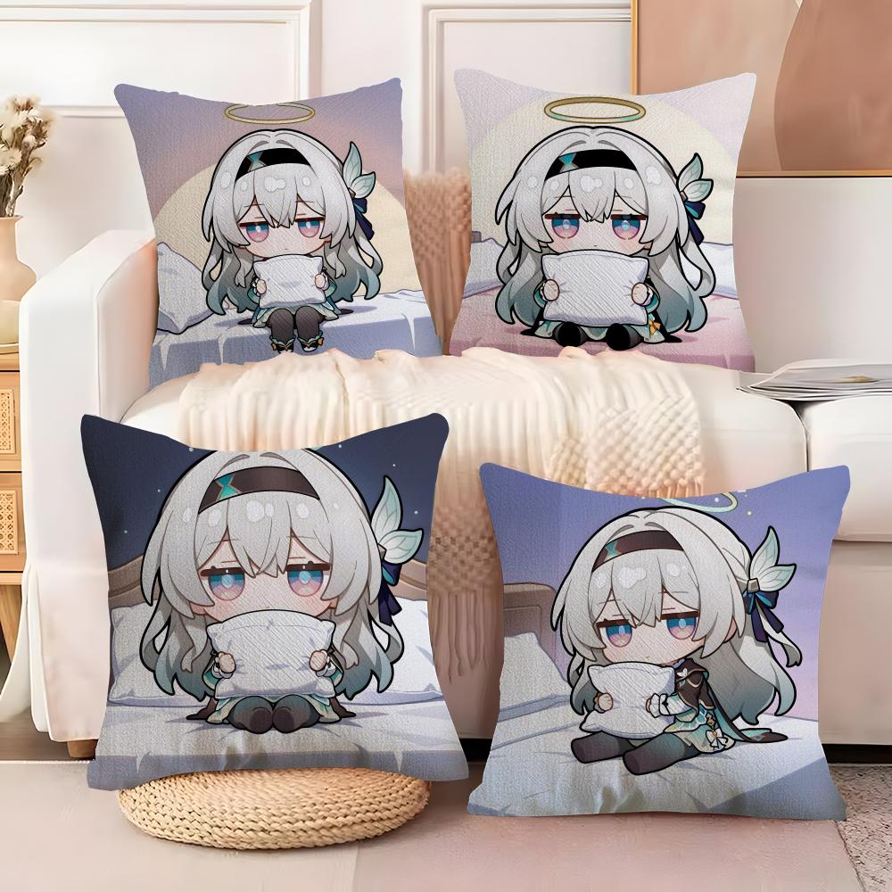 F-Firefly H-Honkai Star Rail Pillow Case Anti-dustmite Pillowcase Invisible zipper silky short plush Sofa cushion cover