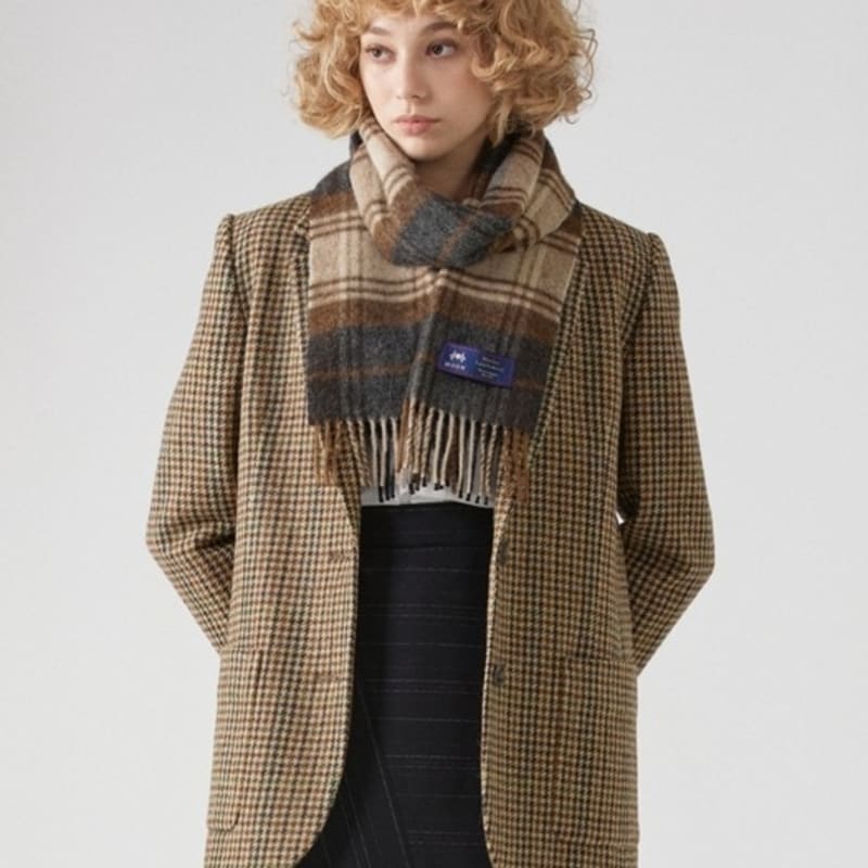 ABRAHAM MOON Merino Wool Muffler 25cm - Brigade Natural