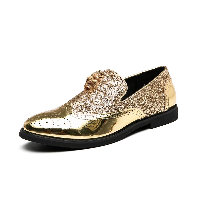Fashion Gold Casual shoes Fashion shoes Bright small leather shoes Plus size dress shoes Sequin dress shoes A1
