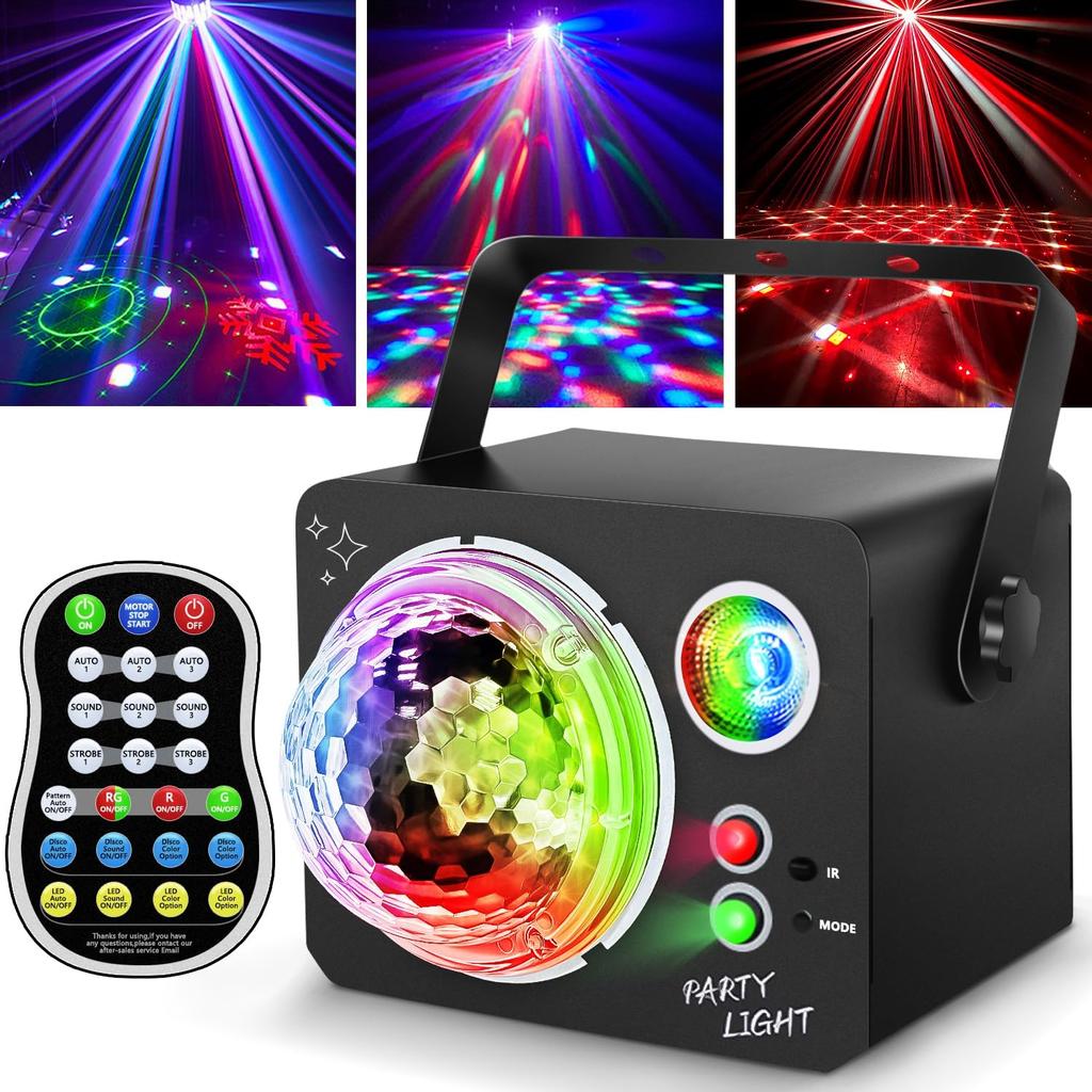 4 in 1 Disco Light Party Light with Remote Control Music Control Strobe LED Sound Control Stage Disco Light, 2 m USB Cable Party Lights Disco Ball
