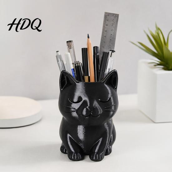 Healing Desk Decor Cat Pen Holder Cute Kitty Organizer for Stationery Storage