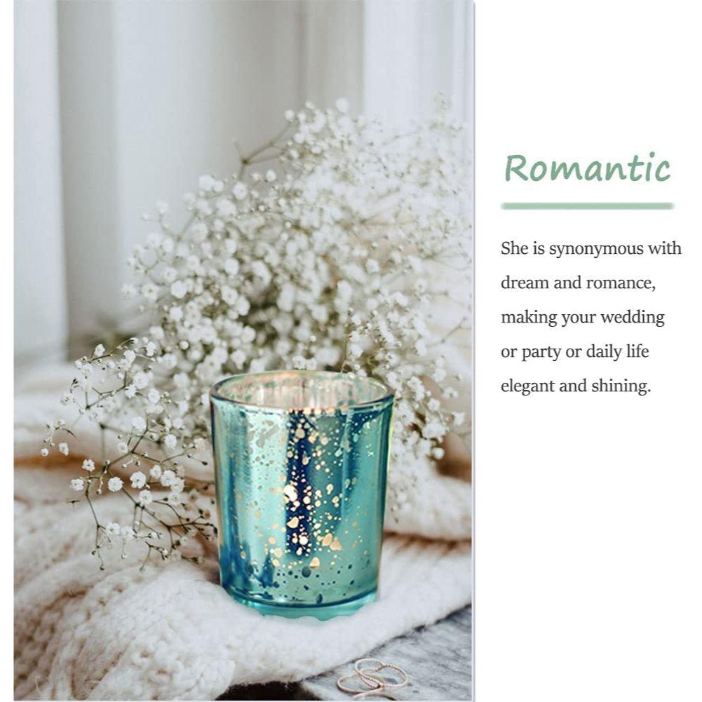 Glas Blaue Quecksilber Votiv Teelichthalter für Diwali und Weihnachten (Packung mit 6) - Heimdeko Geschenkartikel, Dekoration
