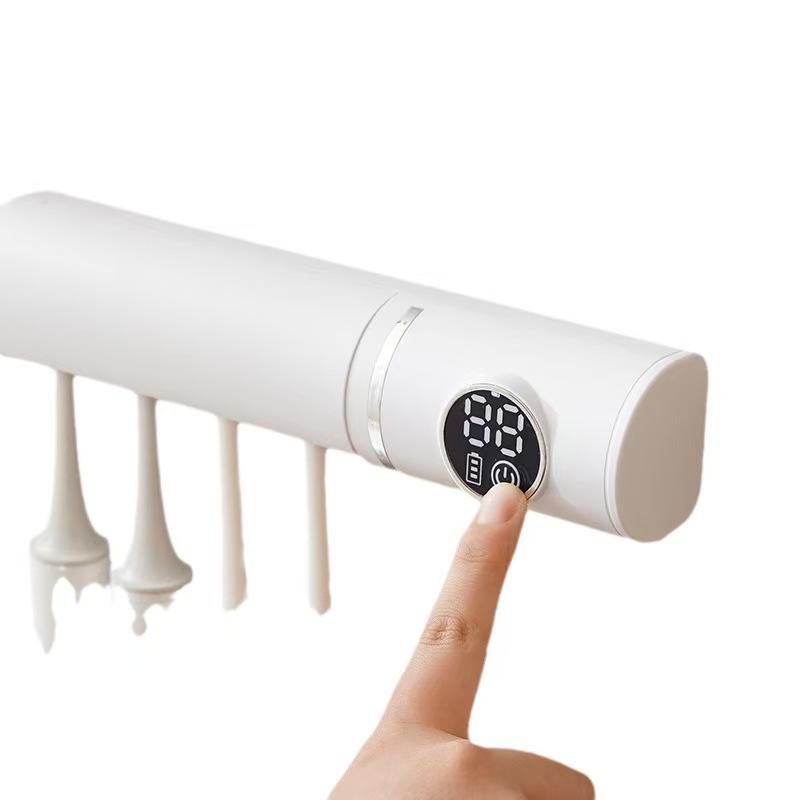 Wall-mounted UV Toothbrush Sterilizer with Dual Compartments and Automatic Charging
