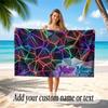 Abstract Geometric Theme Soft Beach Towel Personalized Custom Name Text Towel Portable for Beach Pool Travel