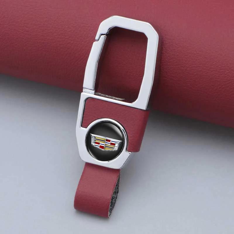 For Cadillac ATS BLS CT4 CT5 CTS EXT SLR SLS SRX XLR XT5 XT6 XTS ESCALADE 2025 New Car Logo Key Rings Leather Keychain Holder
