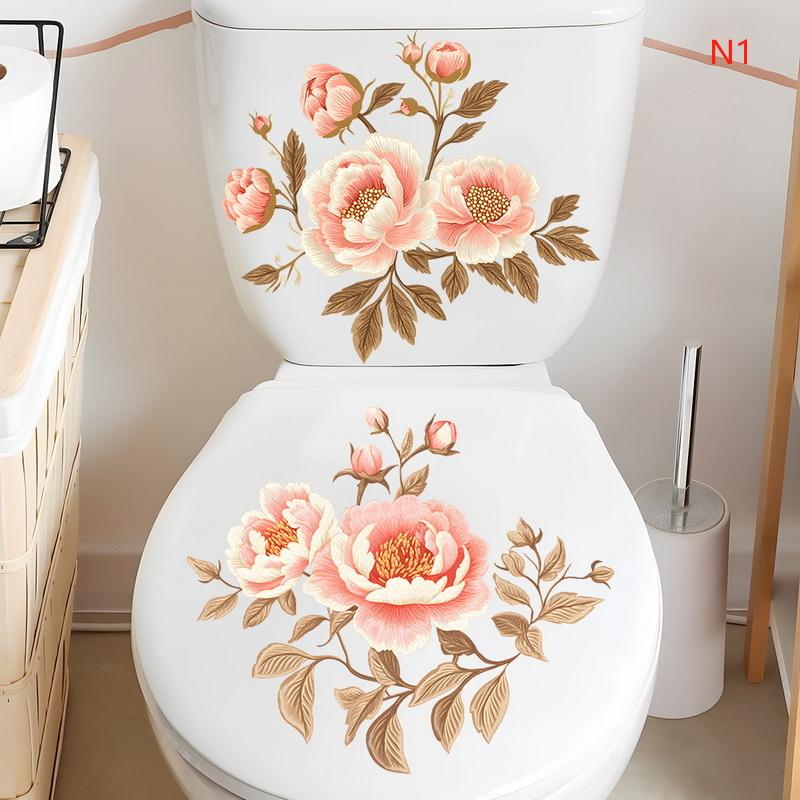 

2 листа Наклейка для ванной туалета Современный минималистичный цветочный узор бабочки Самоклеящиеся картины для украшения ванной комнаты гостиной