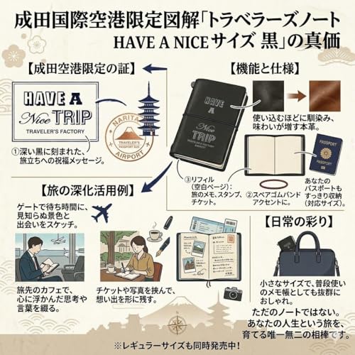 TRAVELER'S FACTORY Narita Airport Limited Traveler's Note Passport Size Black
