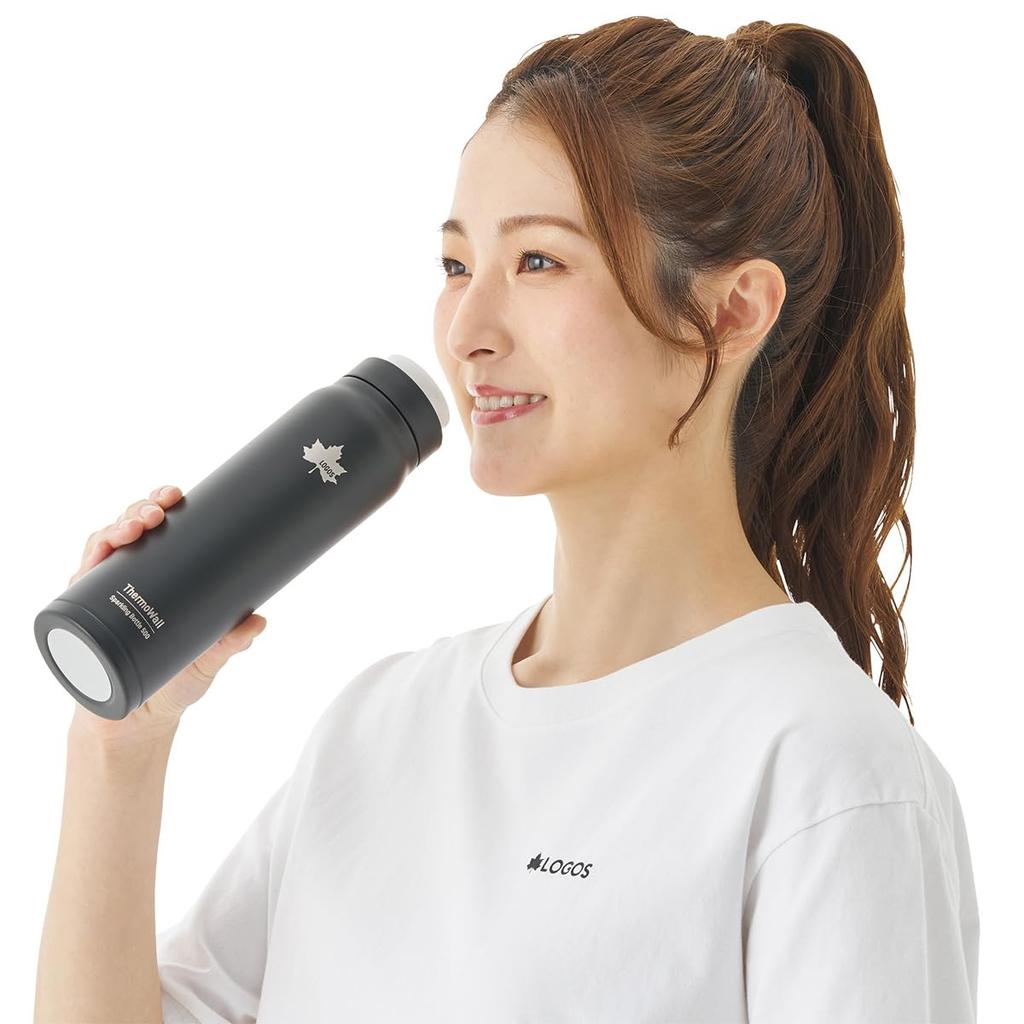 LOGOS ThermoWall Vacuum Insulated Carbonated Drink Bottle 500ml Ash Blue 81286123 For Cold Drinks Camping Mug Slim Direct Drinking (Type 612) - Only,