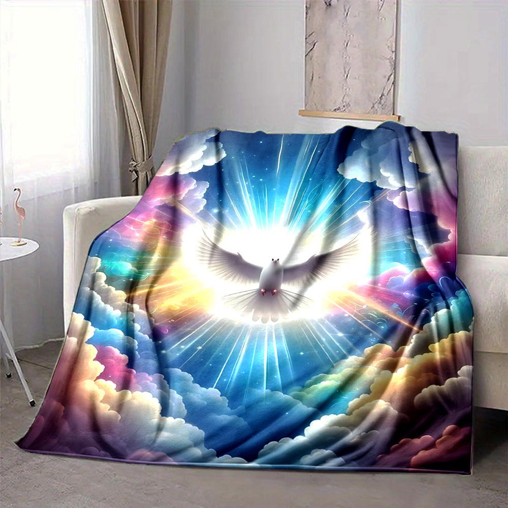 1 Stück Spirituelle Taube Decke, Leichter Flanellfleece mit Digitaldruck, Weich Warm für Sofa, Reisen, Camping, Büro, Couch, Stuhl und Bett, Alle-