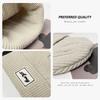 Big head circumference knitted wool hat men's winter outdoor cold and warm pullover hat simple letter bag head cold hat