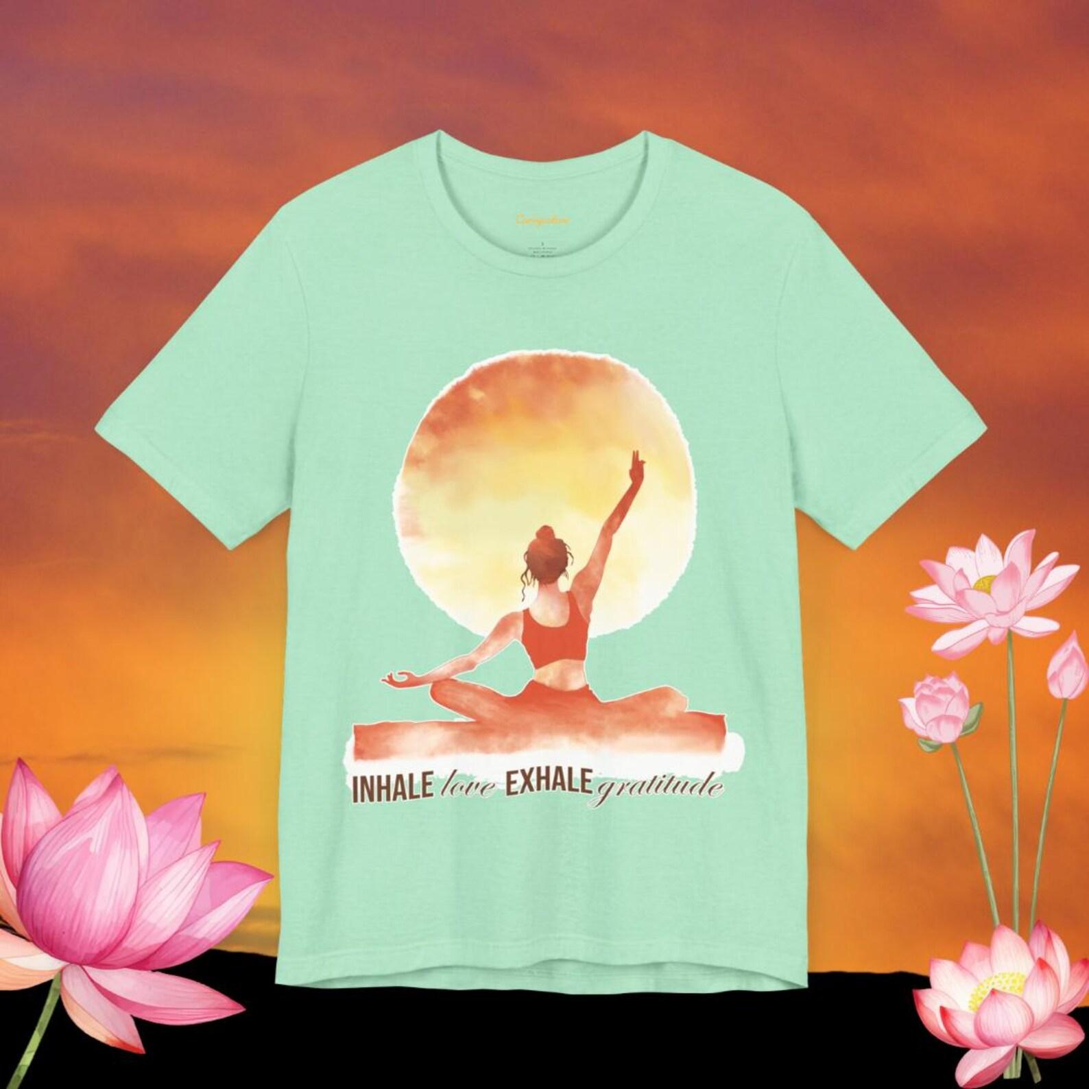 Yoga meditation soft cotton t-shirt, mindfulness yoga top, Zen inspired yoga graphic tee, M