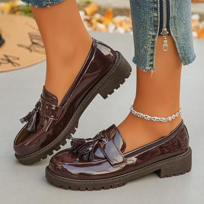 Dámské ležérní mokasíny Jaro a Podzim Platforma Anglický styl Střapec Plochá podrážka Mary Jane Boty s nízkým výkrojem Zapatos De Mujer