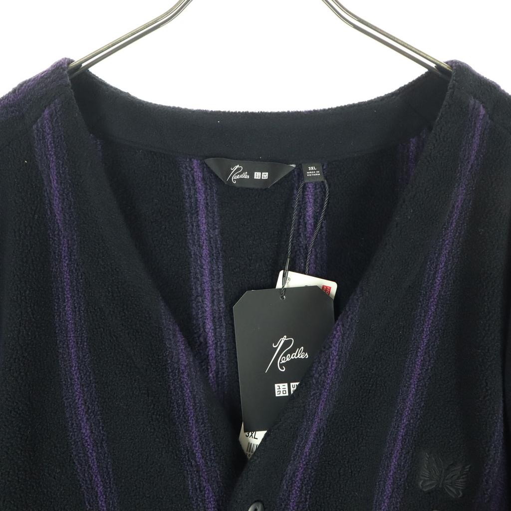 Unused UNIQLO NEEDLES Needles Collaboration One-point Logo Stripe Pattern Long Sleeve Freeze Cardigan Men's Used