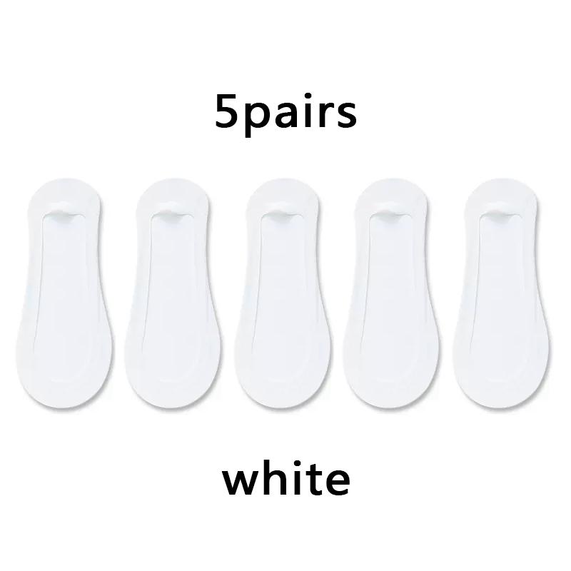 5pairs Non-slip Invisible Socks Slippers Seamless Ice Silk Boat Socks Summer Thin Solid Casual Breathable Low Cut Socks Women